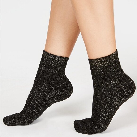 INC International Concepts Accessories - F138 INC women's ribbed shimmer socks - black
